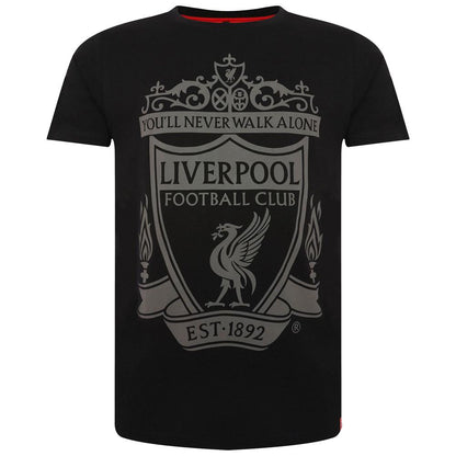Liverpool FC Crest T Shirt Mens Black M