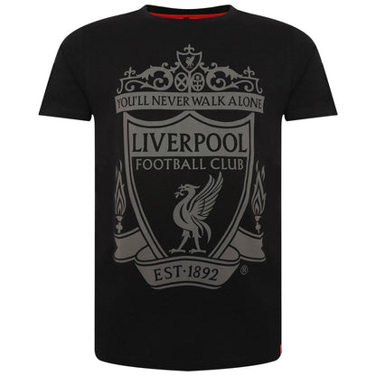 Liverpool FC Crest T Shirt Mens Black XL