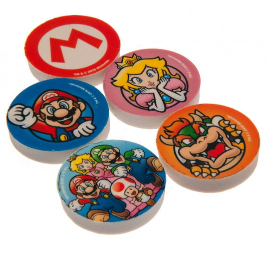 Super Mario 5pk Eraser Set