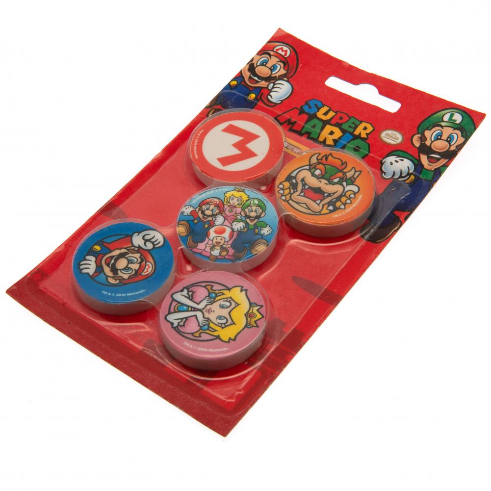 Super Mario 5pk Eraser Set