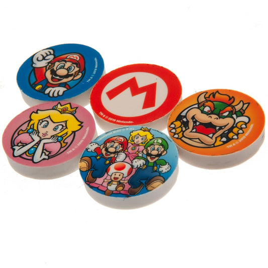 Super Mario 5pk Eraser Set