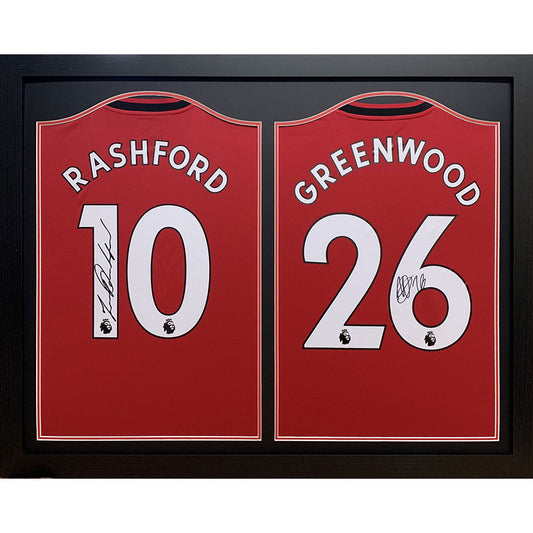 曼联足球俱乐部拉什福德和格林伍德签名球衣（双框）