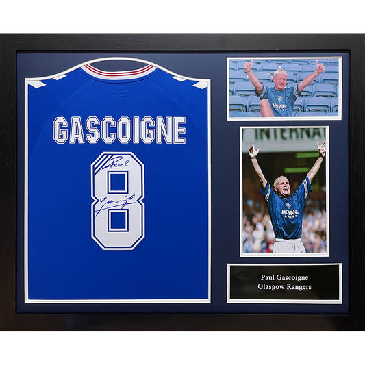 Rangers FC Gascoigne Signed Shirt (Framed)