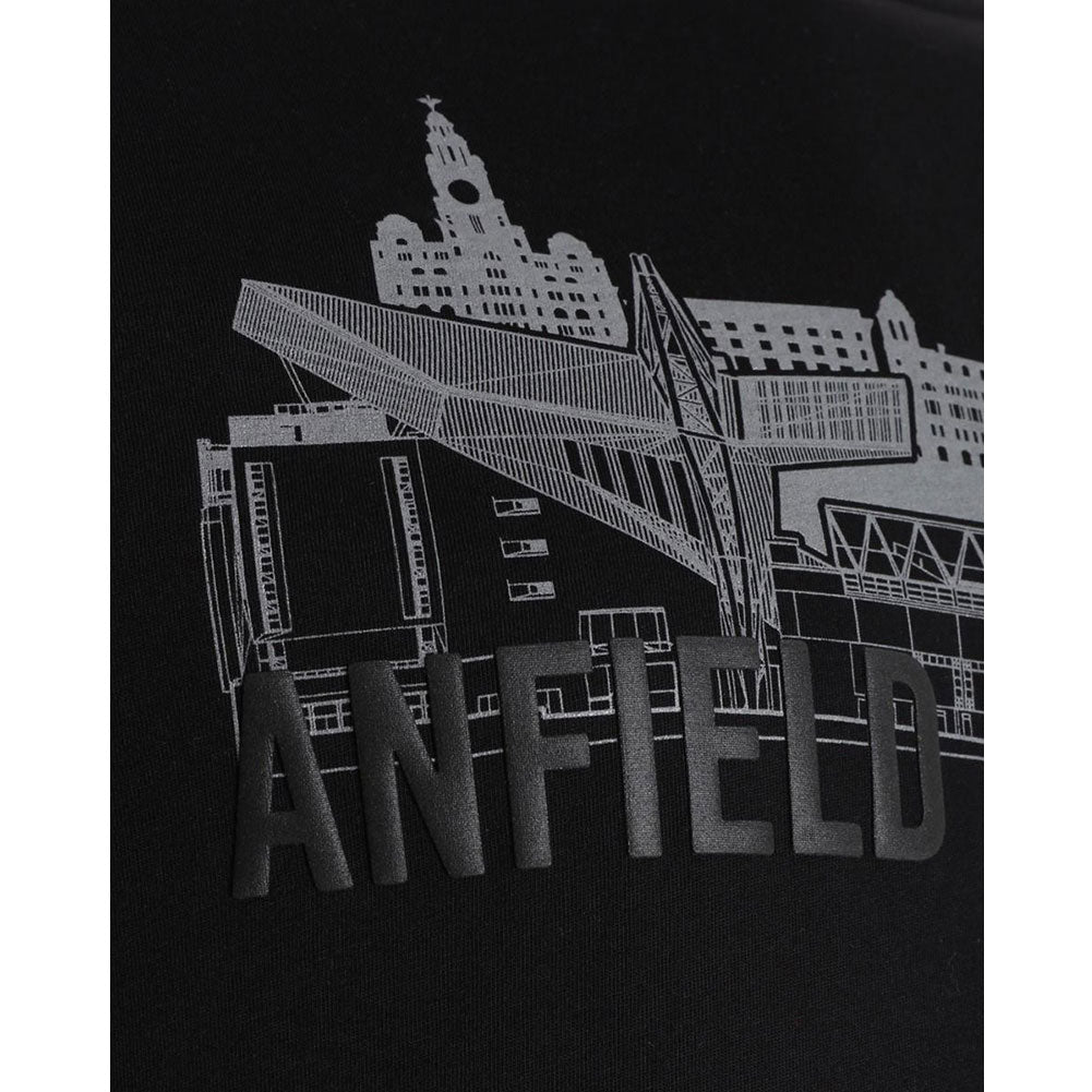 Liverpool FC Anfield Skyline T Shirt Mens Black X Large