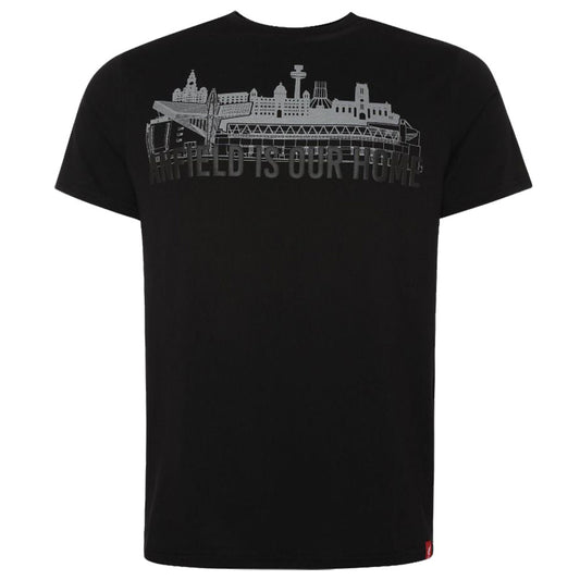 Liverpool FC Anfield Skyline T Shirt Mens Black X Large