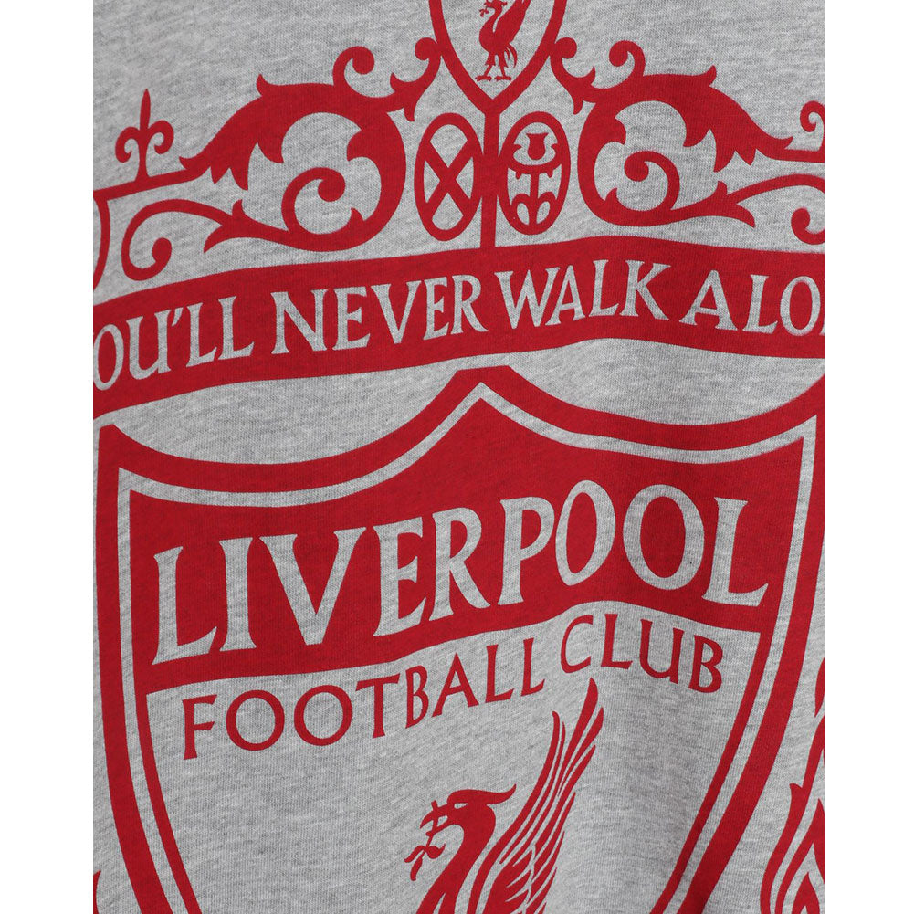 Liverpool FC Crest T Shirt Mens Grey Small