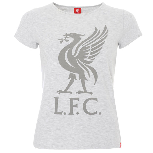 Liverpool FC Liverbird T Shirt Ladies Ice Marl 14