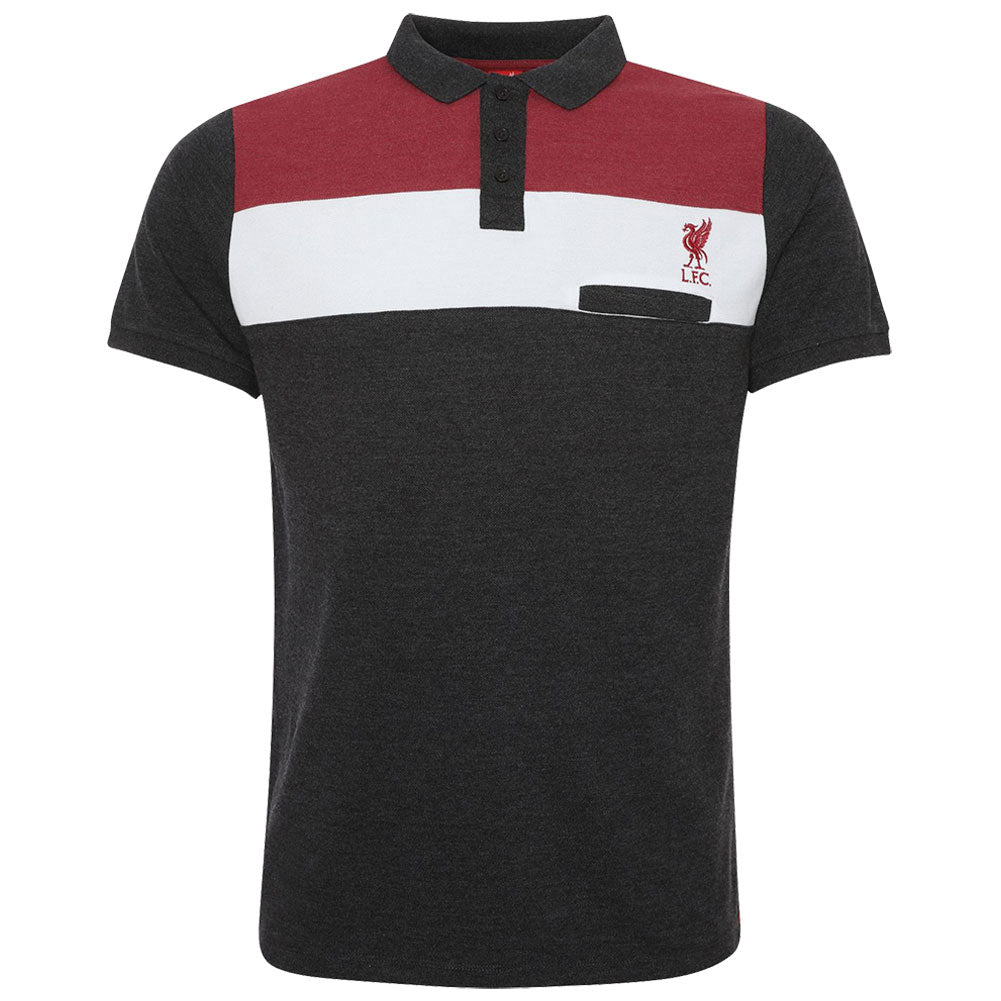 Liverpool FC Colour Block Polo Mens Charcoal Small