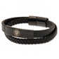 Manchester City FC Black IP Leather Bracelet