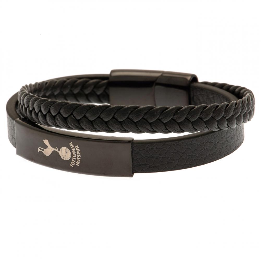 Tottenham Hotspur FC Black IP Leather Bracelet