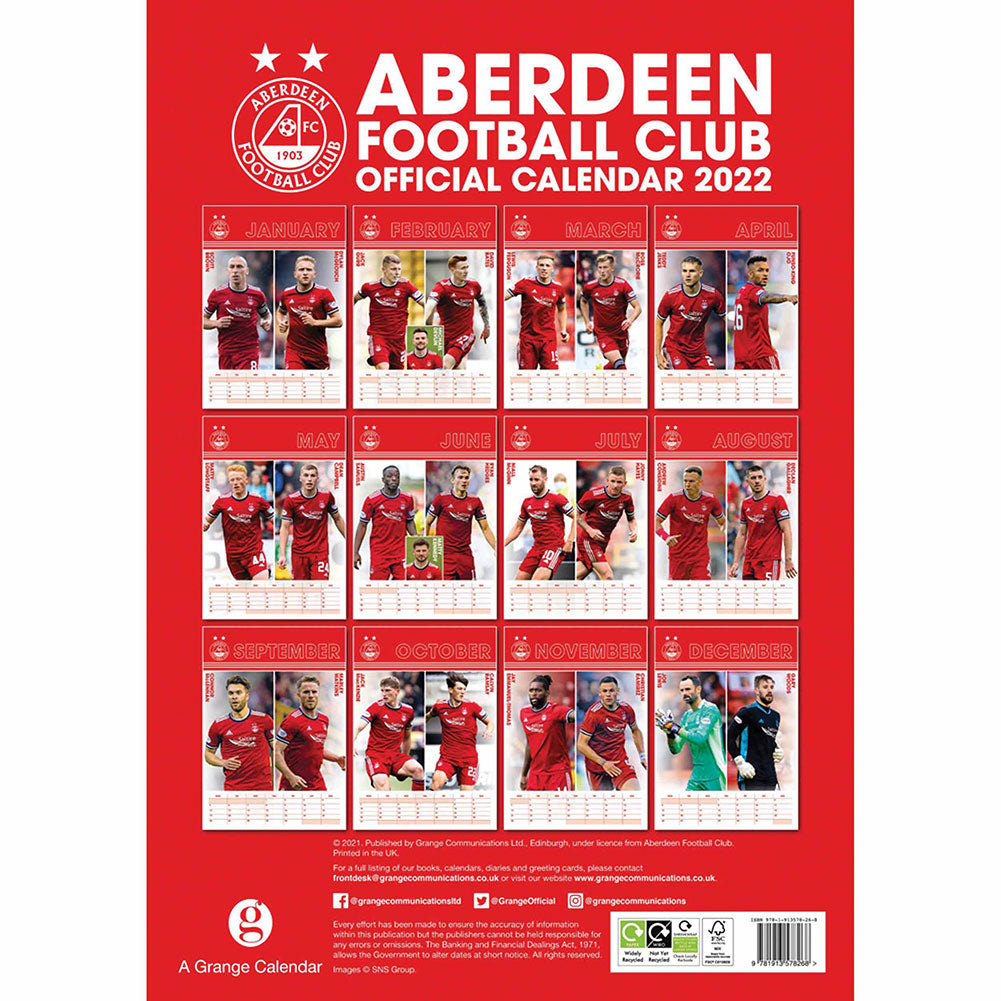 Aberdeen FC Calendar 2022