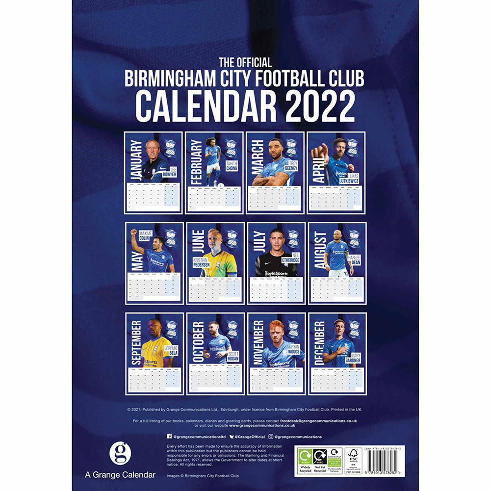 Birmingham City FC Calendar 2022