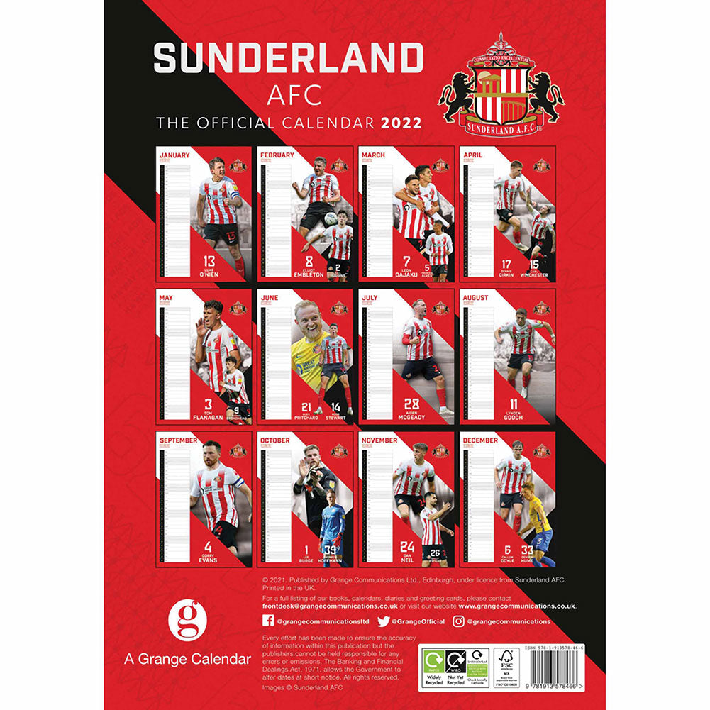 Sunderland AFC Calendar 2022