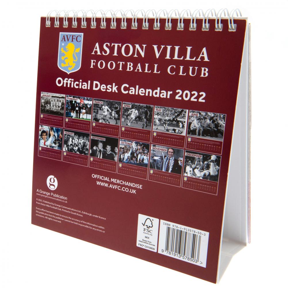 Aston Villa FC Desktop Calendar 2022