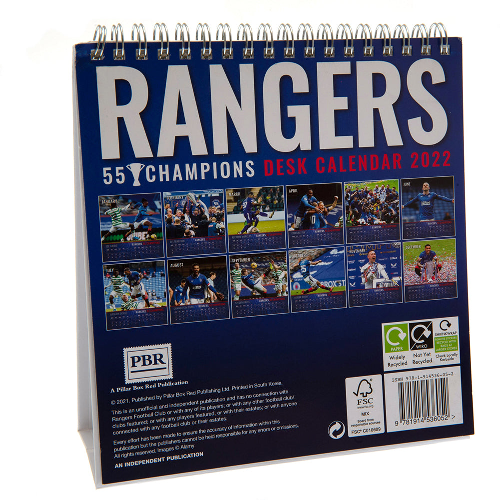 Rangers FC Desktop Calendar 2022