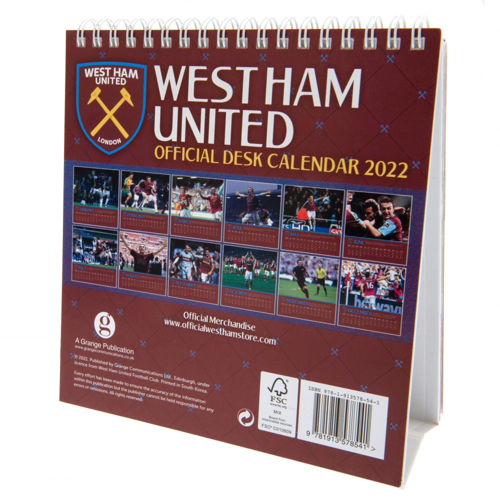 ウェストハム ユナイテッド FC デスクトップカレンダー 2022