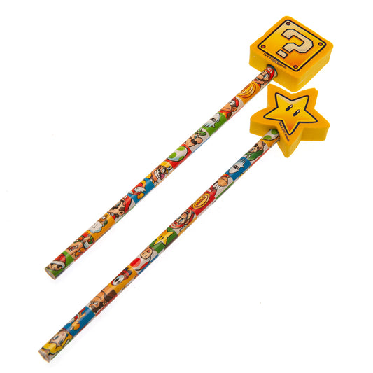 Super Mario 2pk Pencil & Topper Set