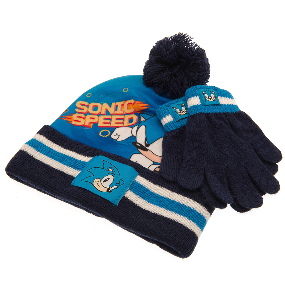 Sonic The Hedgehog Junior Bobble Hat & Glove Set