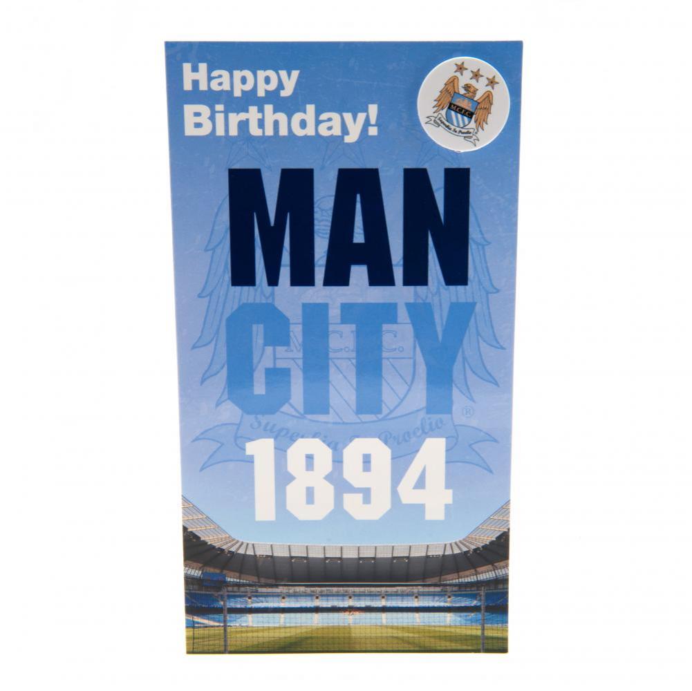 Manchester City FC Birthday Card & Badge EST