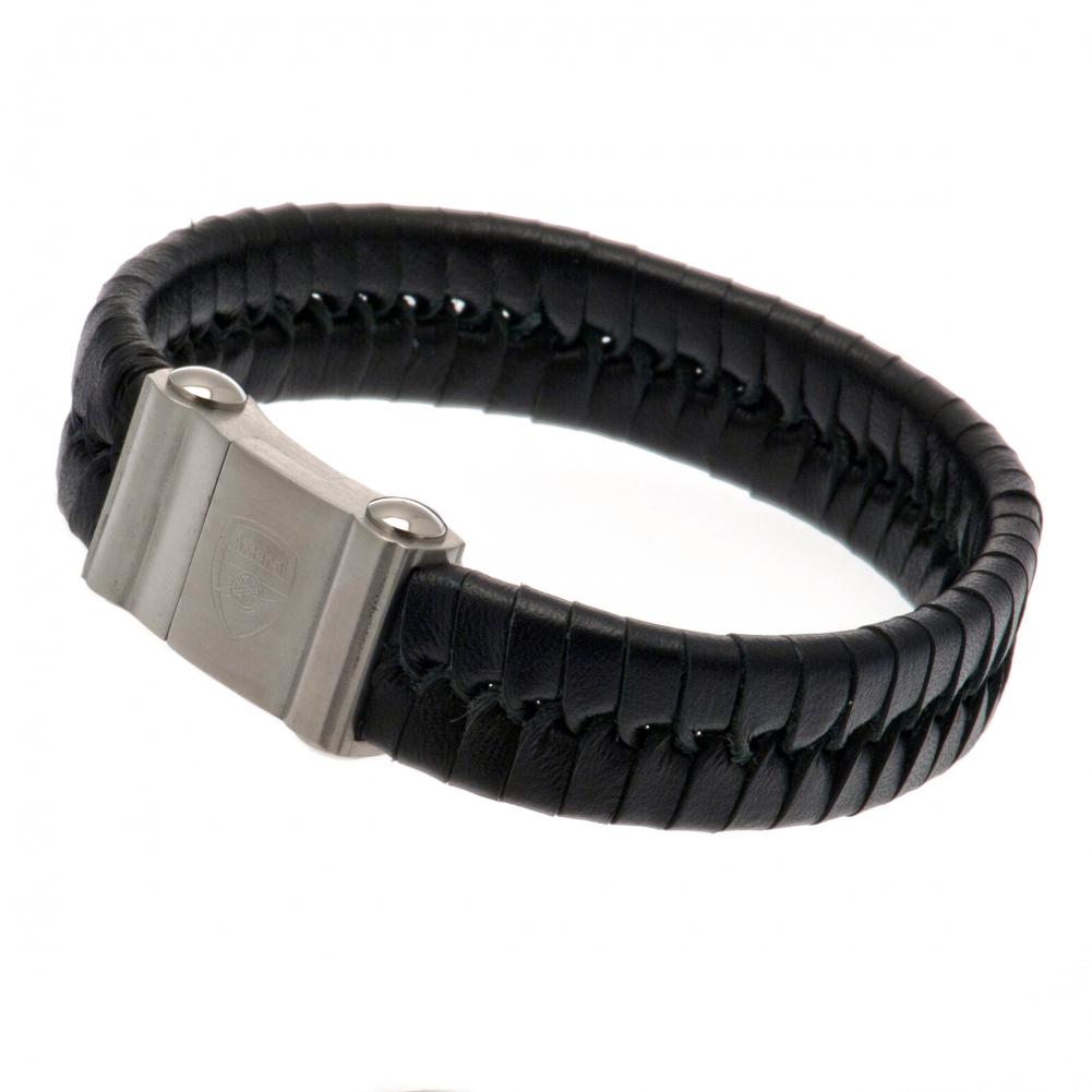 Arsenal FC Single Plait Leather Bracelet