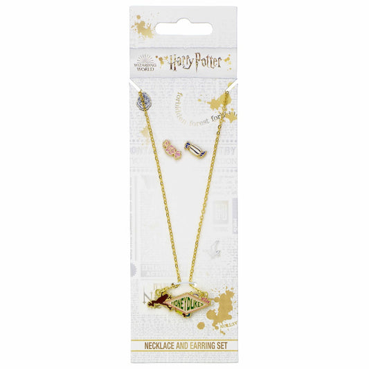 Harry Potter Gold Plated Necklace & Earrings Honeydukes