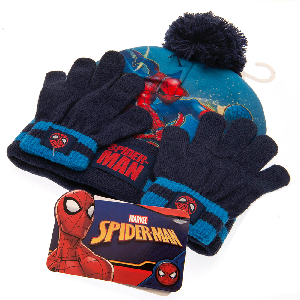 蜘蛛侠少年绒球帽和手套套装