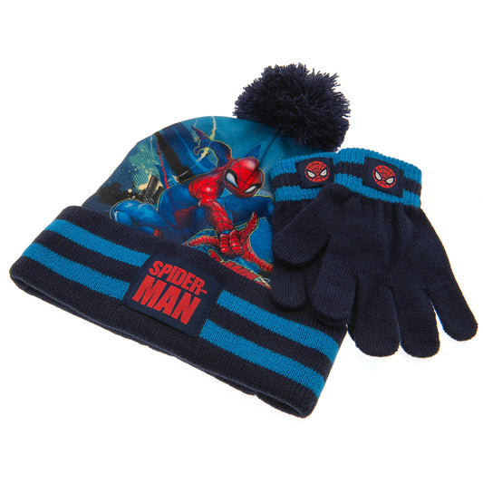 Spider-Man Junior Bobble Hat & Glove Set