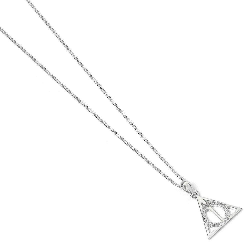 Harry Potter Sterling Silver Crystal Necklace Deathly Hallows