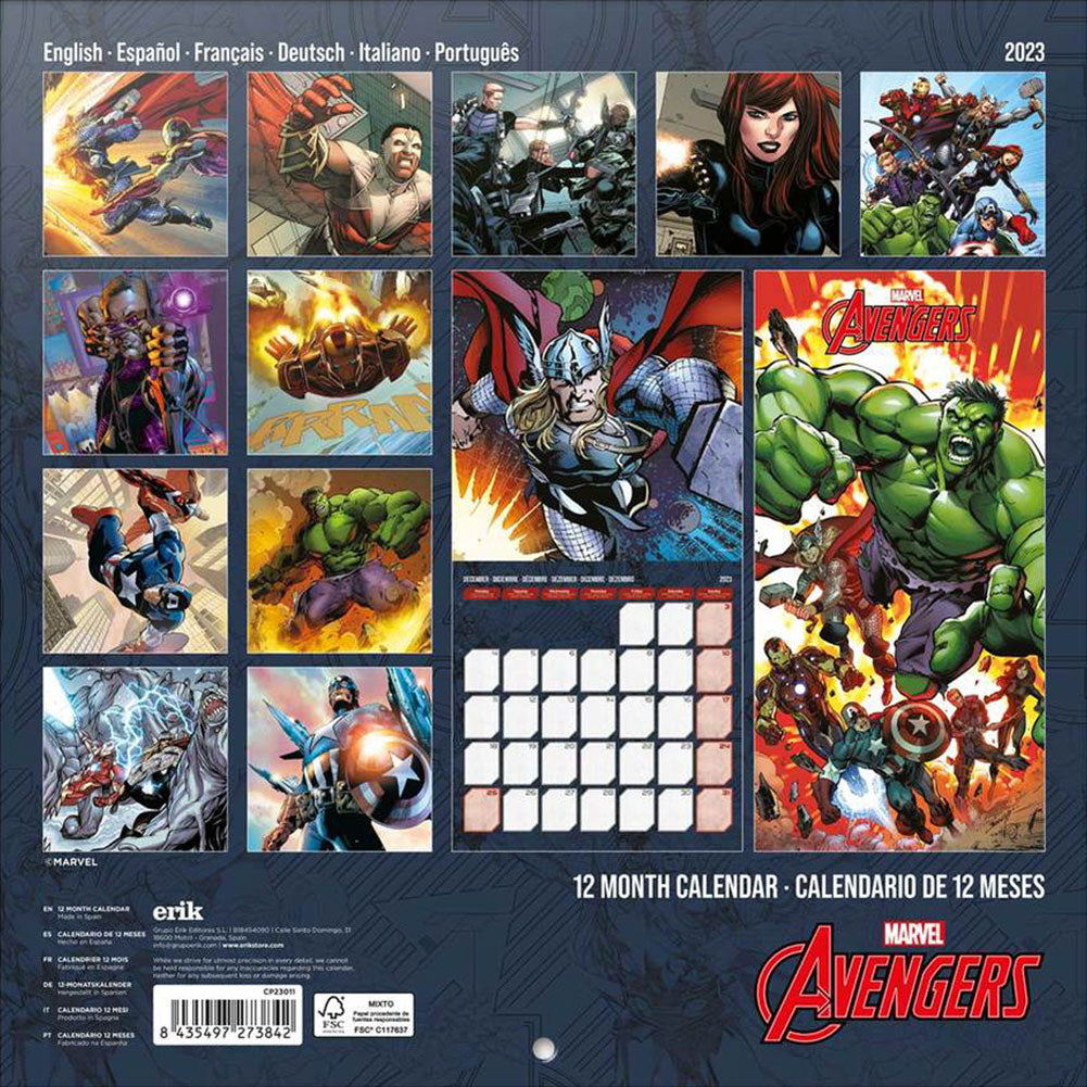 Avengers Square Calendar 2023