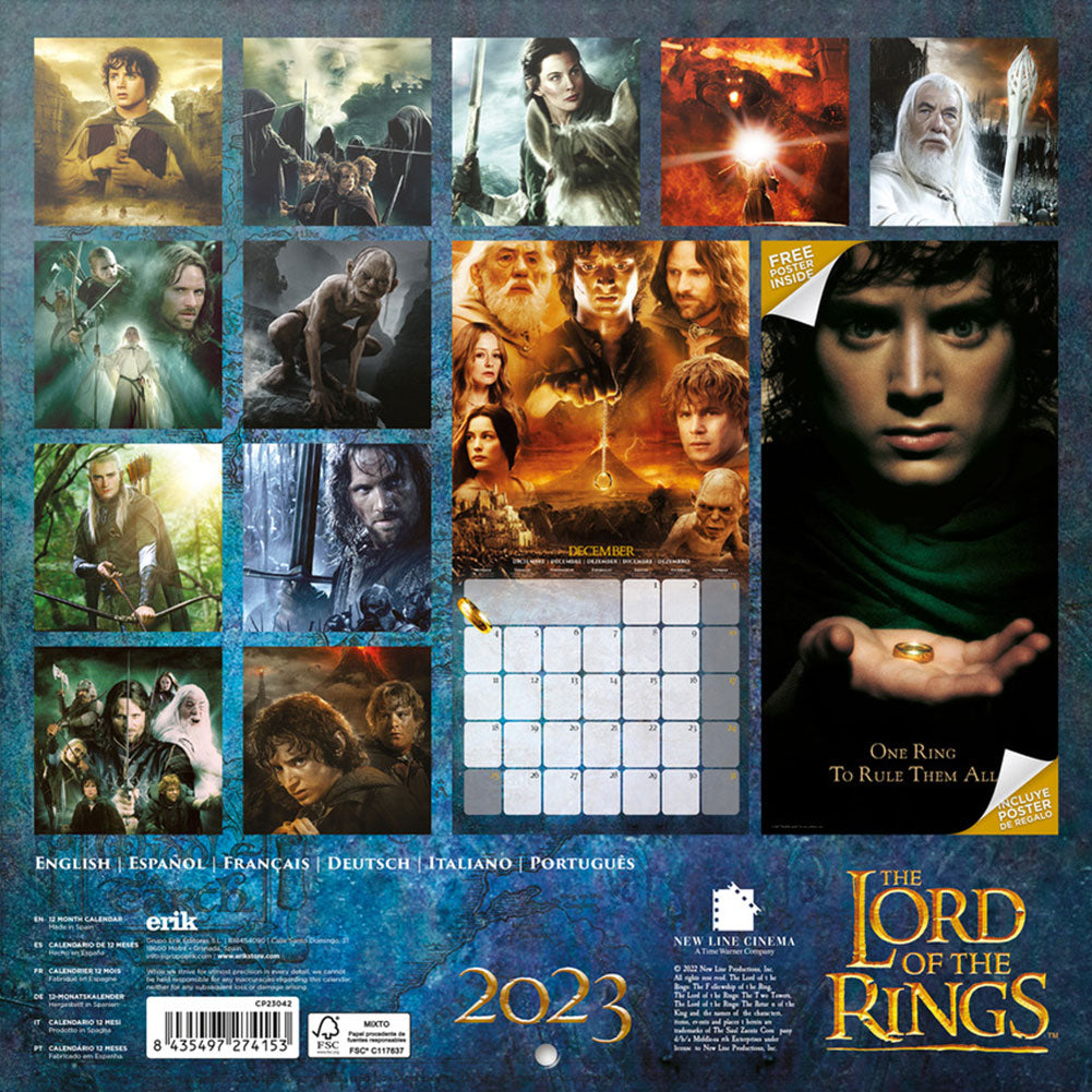 The Lord Of The Rings Square Calendar 2023
