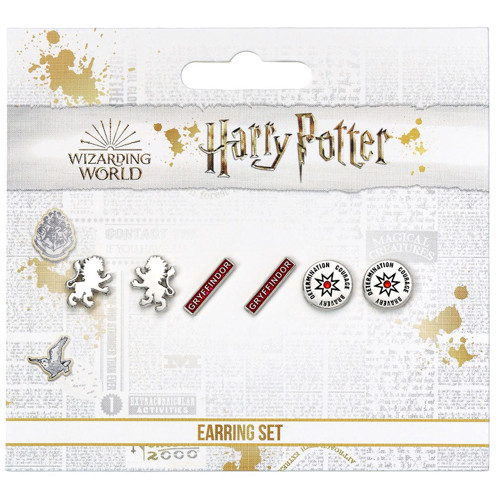 Harry Potter Silver Plated Earring Set Gryffindor