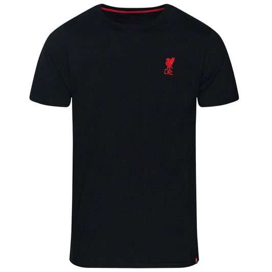 Liverpool FC Embroidered T Shirt Mens Black Large