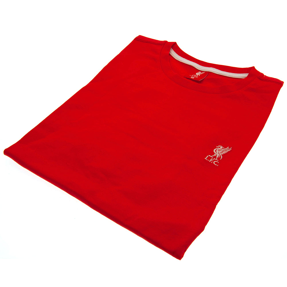 Liverpool FC Embroidered T Shirt Mens Red Large