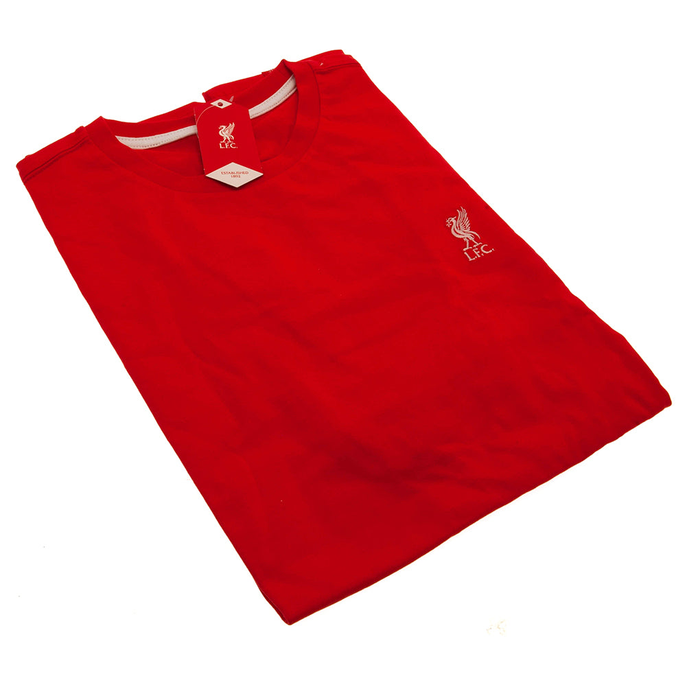 Liverpool FC Embroidered T Shirt Mens Red X Large