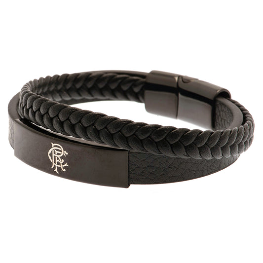 Rangers FC Black IP Leather Bracelet