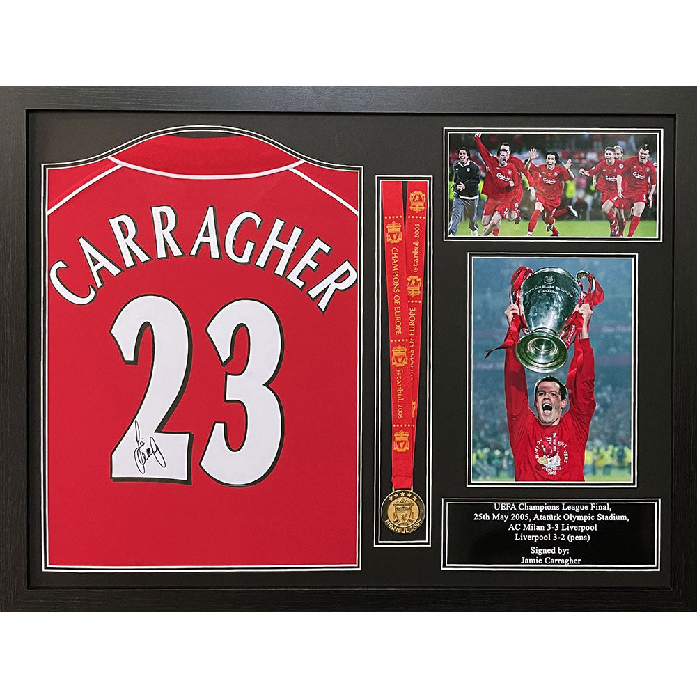 利物浦足球俱乐部卡拉格签名球衣和奖牌（带框）