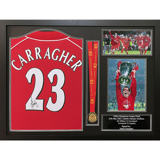 利物浦足球俱乐部卡拉格签名球衣和奖牌（带框）