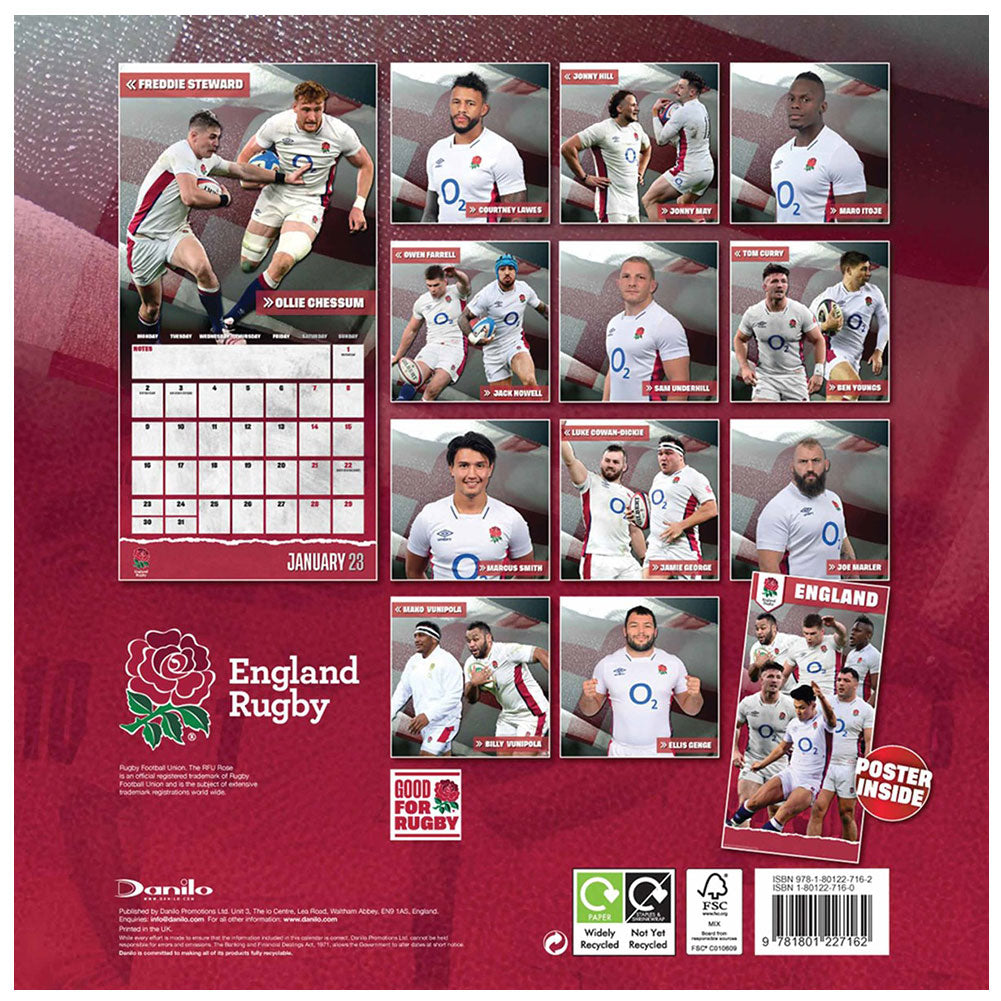 England RFU Square Calendar 2023