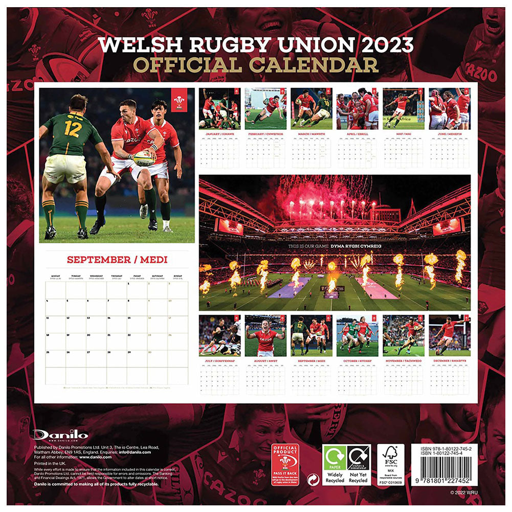Wales RU Square Calendar 2023