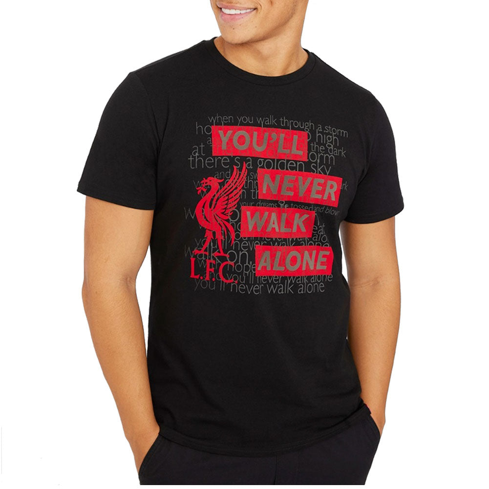 Liverpool FC YNWA Text T Shirt Mens Black X Large