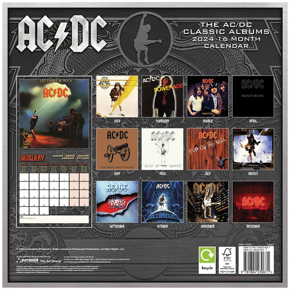 AC/DC スクエアカレンダー 2024
