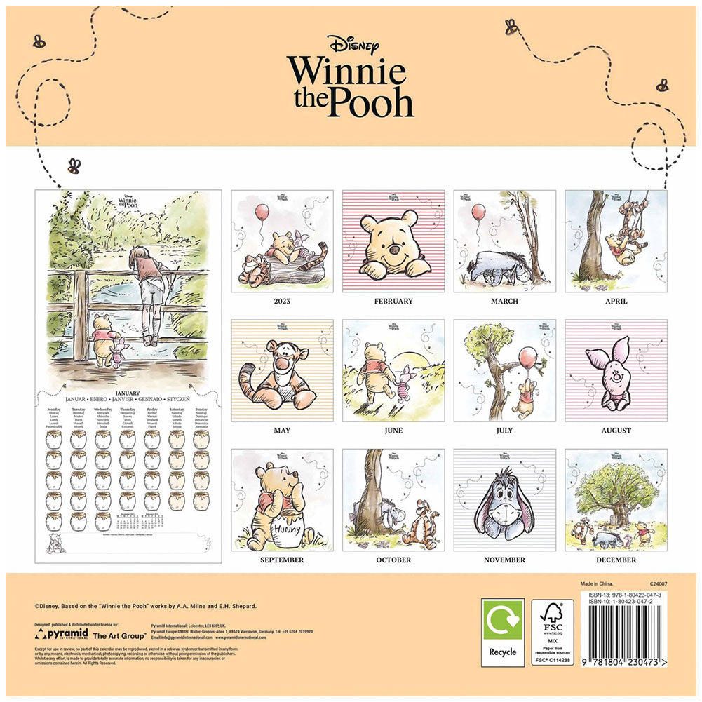 Winnie The Pooh Square Calendar 2024