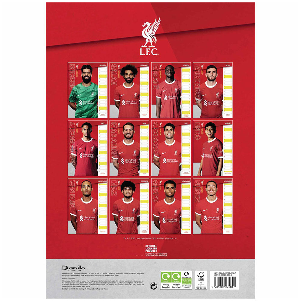 Liverpool FC A3 Calendar 2024