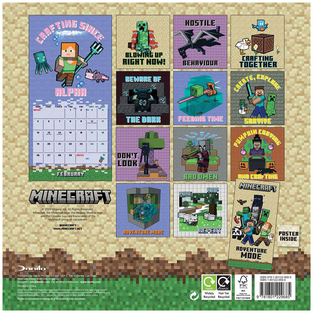Minecraft Square Calendar 2024