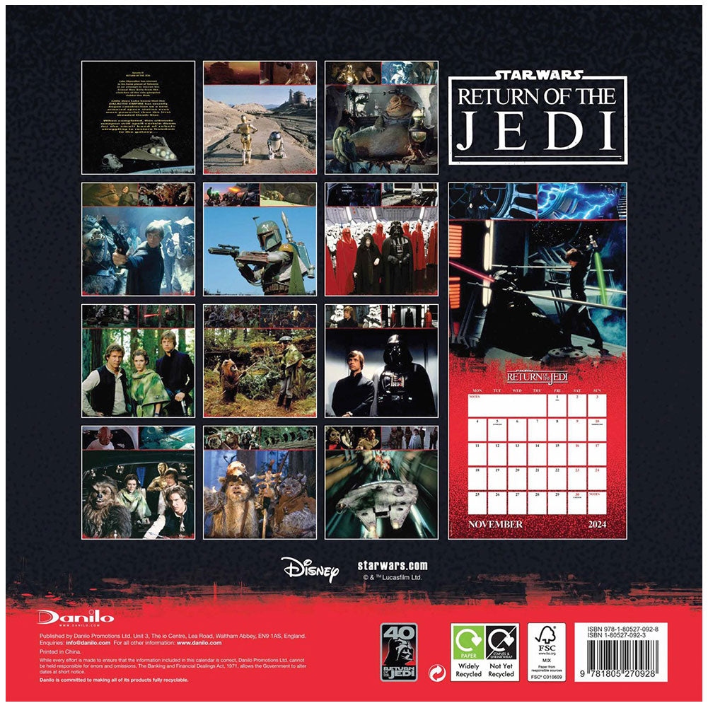 Star Wars: Return Of The Jedi Square Calendar 2024