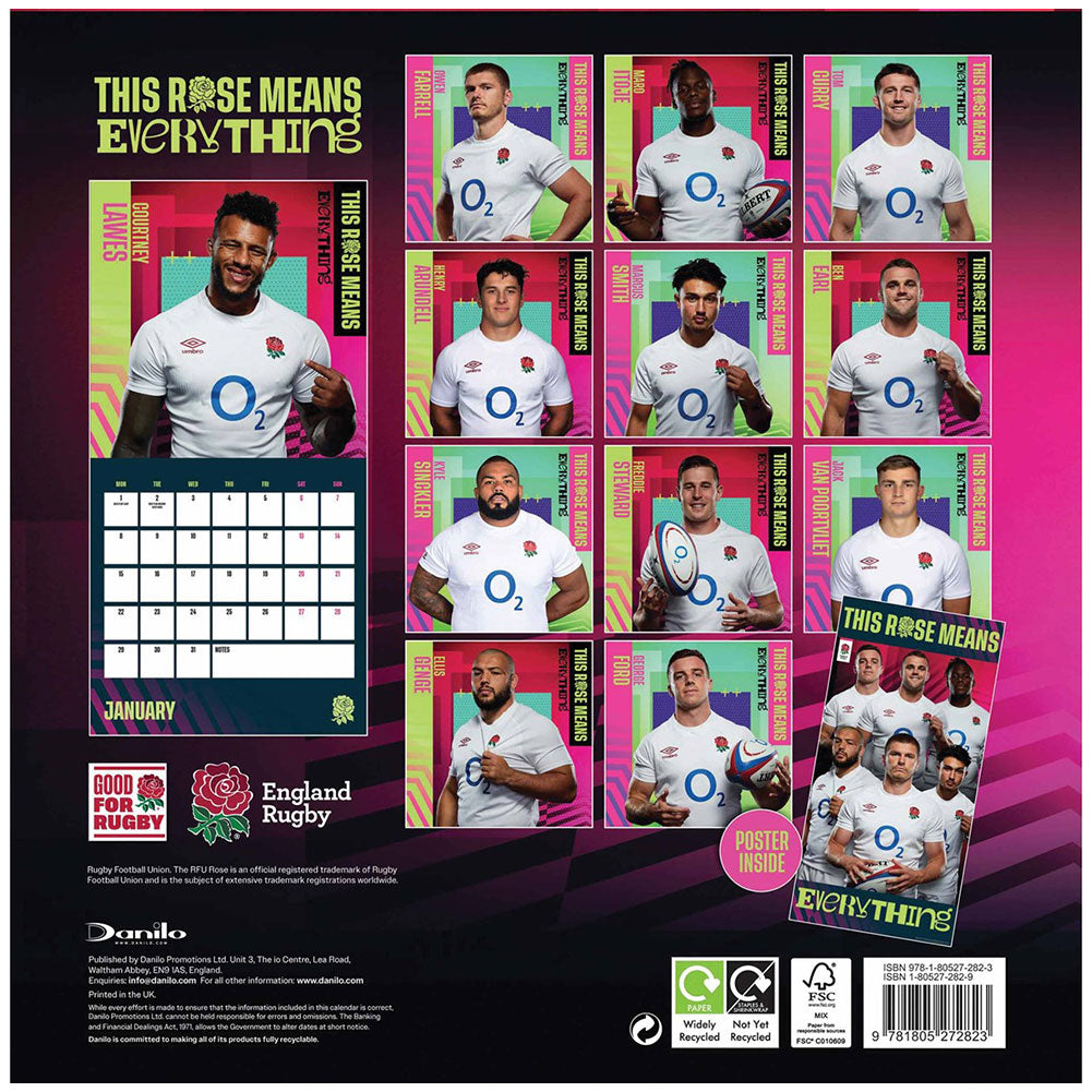 England RFU Square Calendar 2024