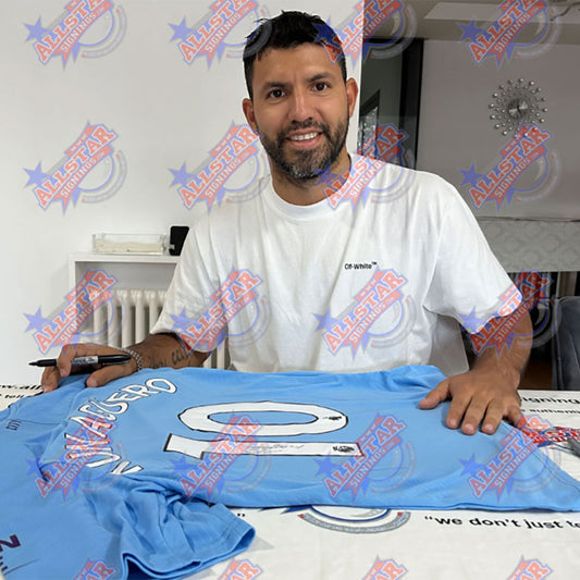 Manchester City FC Aguero Signed Shirt (Framed)